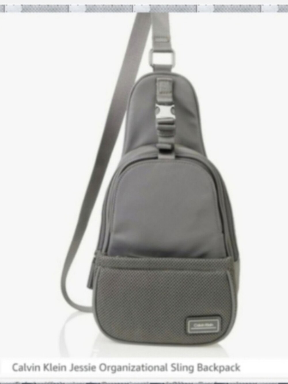 Calvin Klein Gray Jessie Sling Bag Crossbody Organizational Bag Nylon